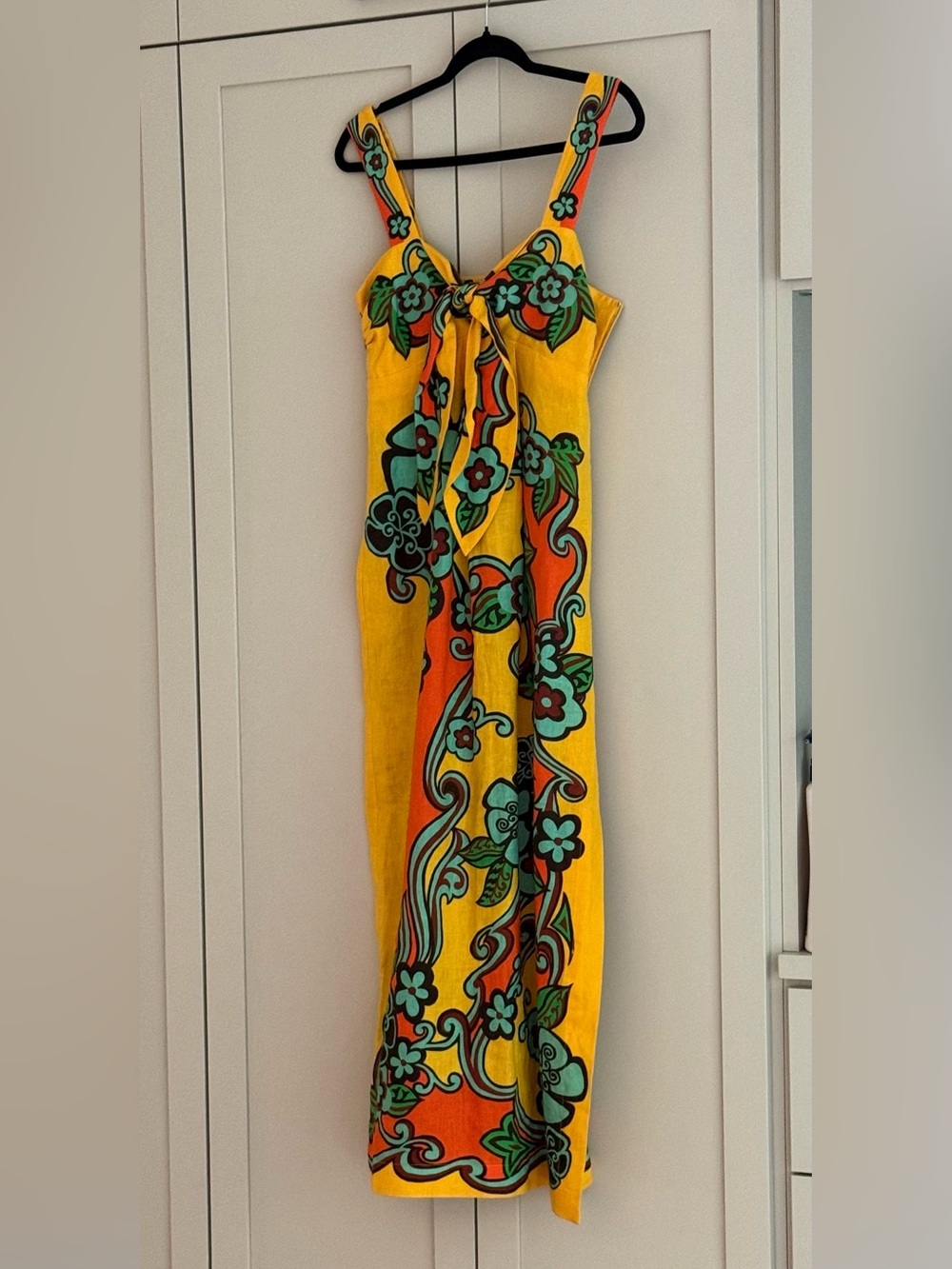 Alemais Yellow Orange Floral Twist-Front Midi Dress - Picture 4 of 7